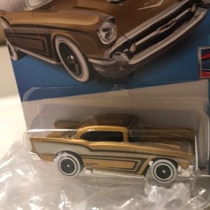 Hotwheels 57 Chevy Belair Gold with black pinstripes
